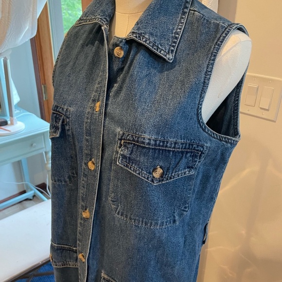 Dresses & Skirts - Sleeveless Denim Button Down Cargo Utility Dress Medium As IS no belt
